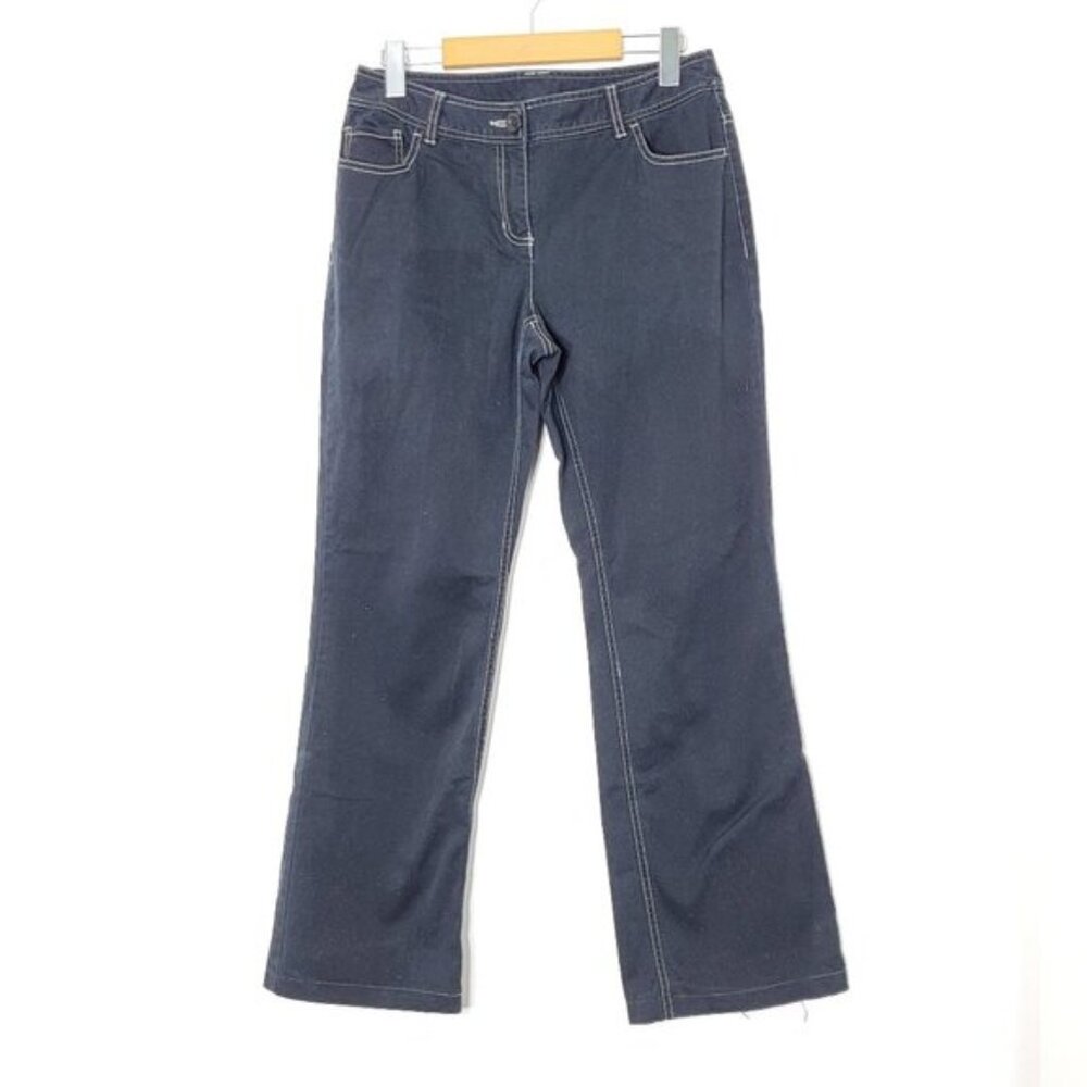 Style  Co Women's Navy Blue Comfy Soft Jean Cotton-Blend Wide Leg Pants Size 6
